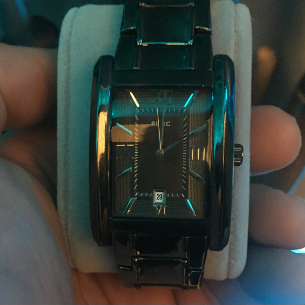 Relic rectangular face wristwatch